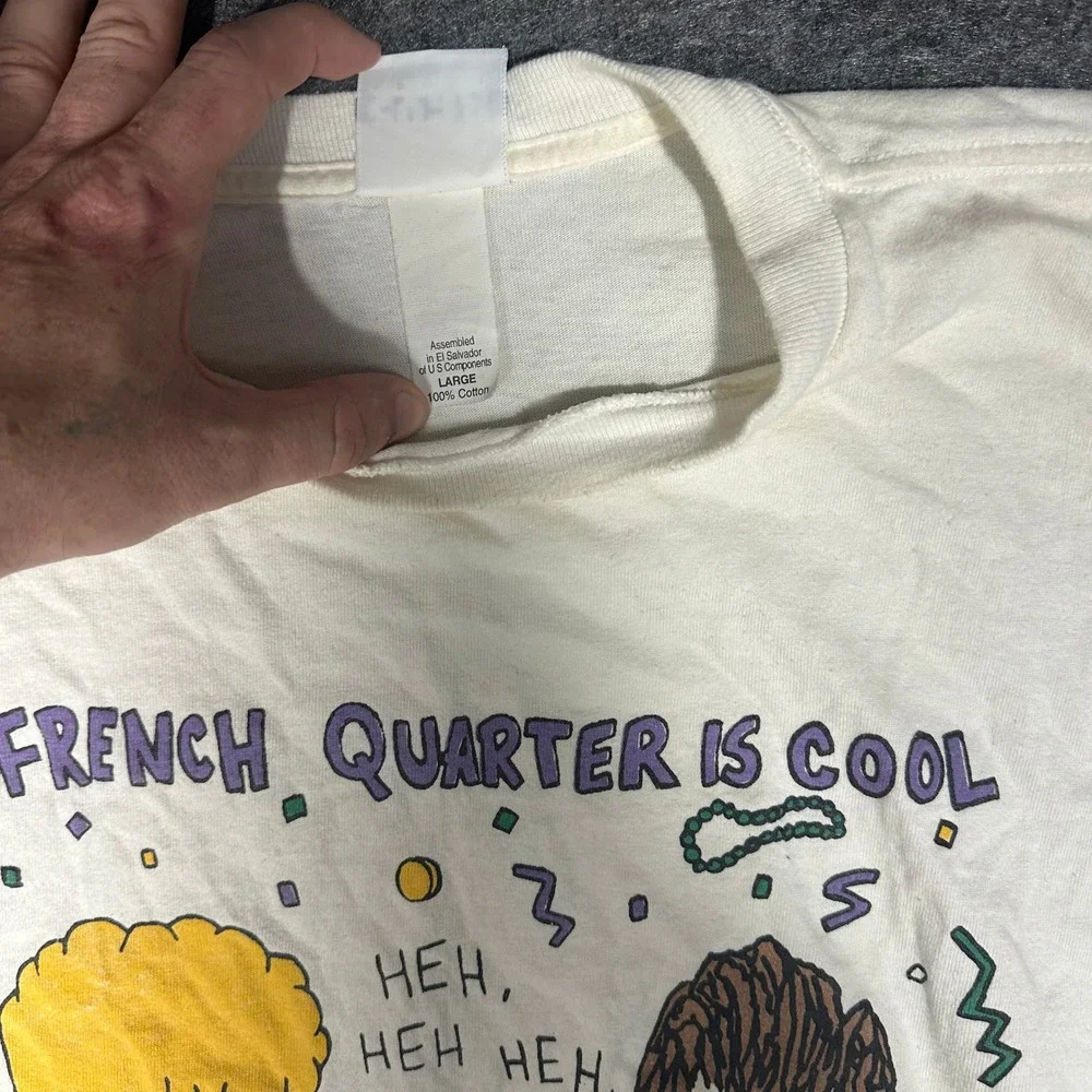 Rare Vintage‎ 90s Beavis and ButtHead French Quarter Bourbon T Shirt Large